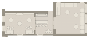 Grondplan 1888 – opstelling reception